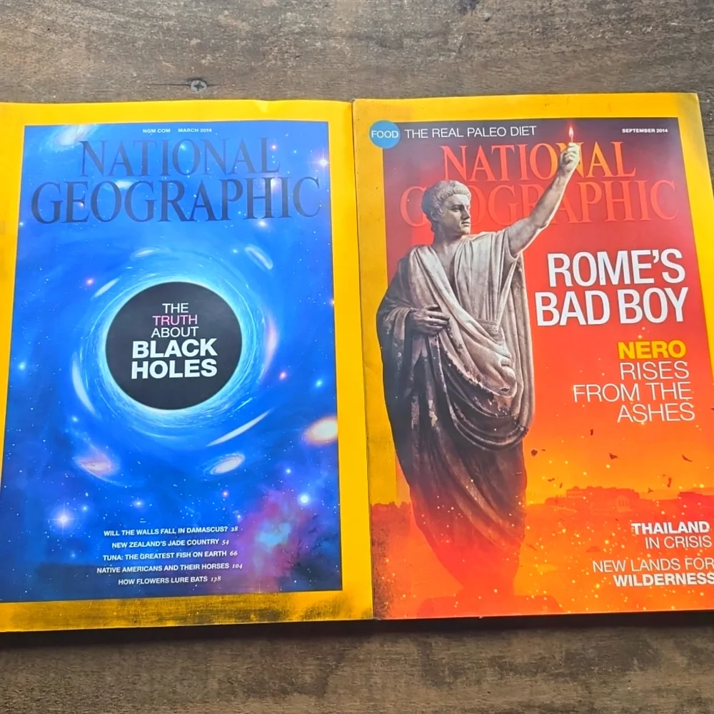2014 National Geographic Magazine lot of 2 Black Holes Romes Bad Boy Nero JJ art - Picture 1 of 8